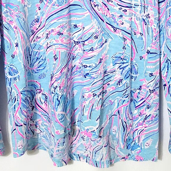 Lilly Pulitzer Womens Etta Long Sleeve Top Size XS Bayside Blue Under The Moon - Picture 4 of 11
